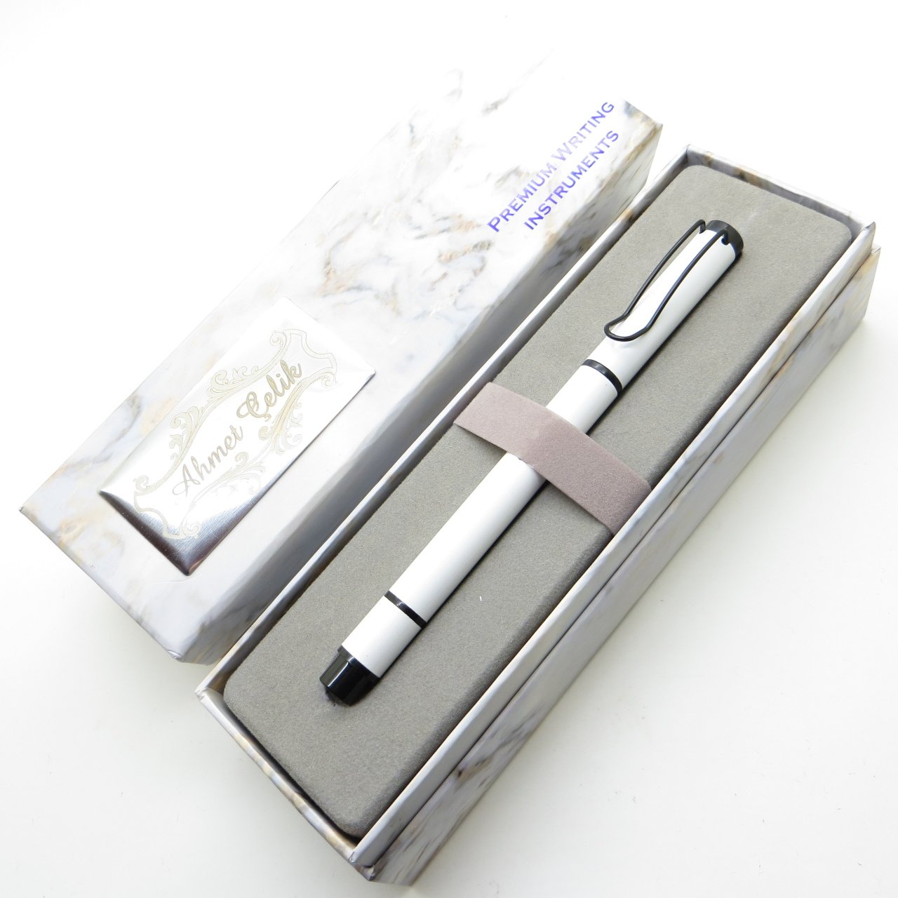 날개 대리석 R222 형광펜 흰색 롤러 펜 | B0sme 특수 펜 | 선물용 펜